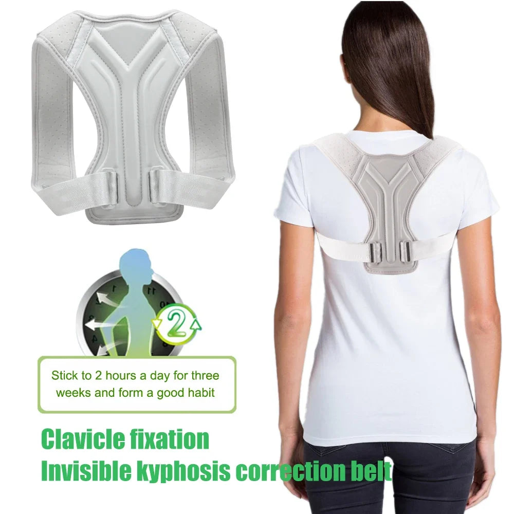 Adjustable posture corrector back brace - gray color
